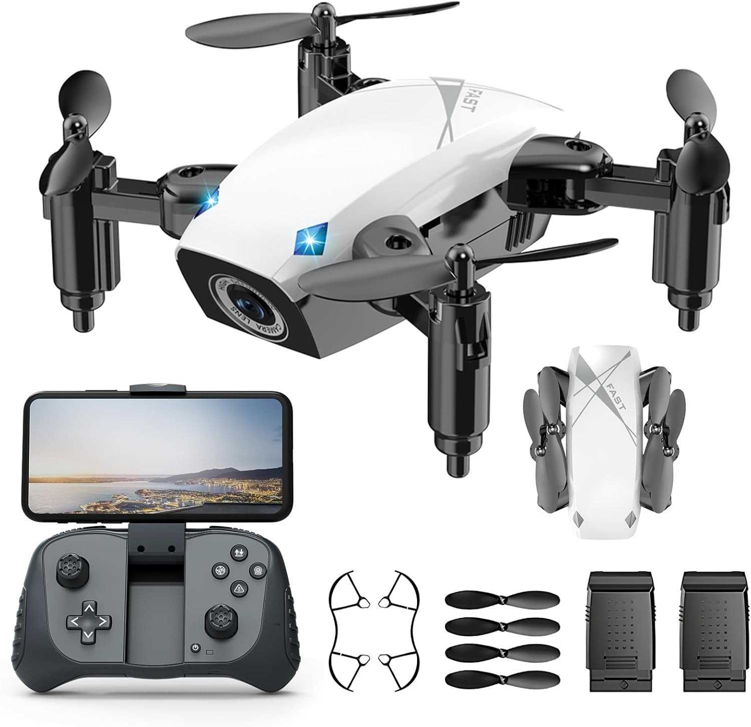 Drones for Kids with Camera, Mini RC Quadcopter Toy with Foldable Wings, Voice &