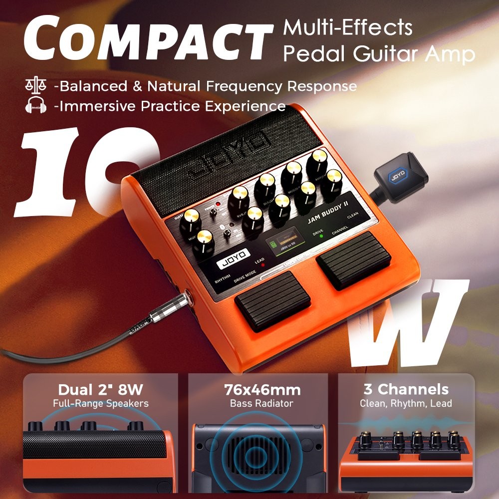 Jam Buddy II 10W Guitar Amp Multi-Effects Pedal Combo Amplifier with Footswitch
