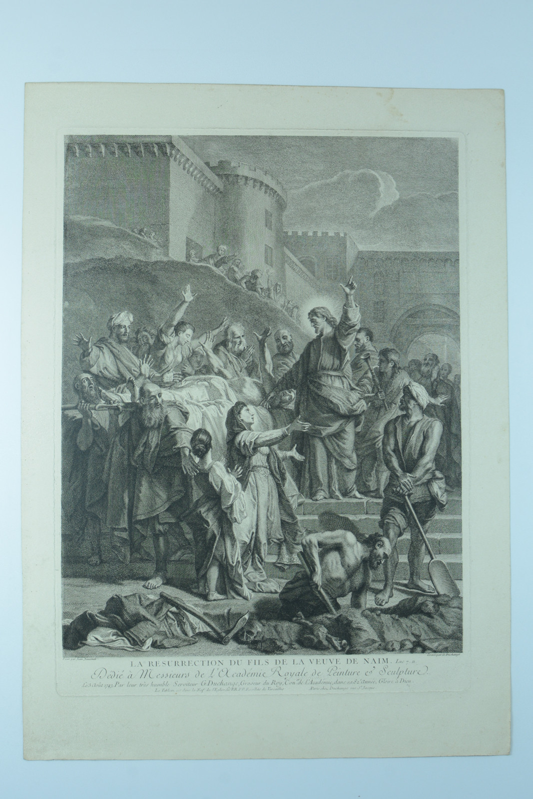 Religious Engraving Resurrection Of The Widow's Son Of Nain Duchange/Jouvenet