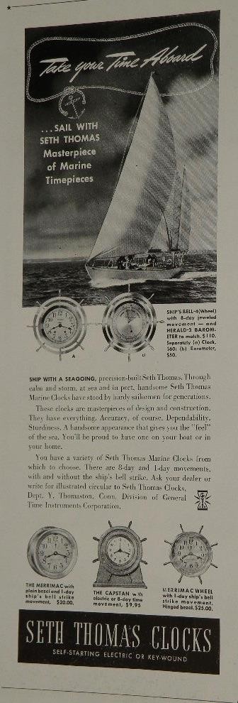 Magazine Ad* - 1941 - Seth Thomas Clocks - Maritime clocks