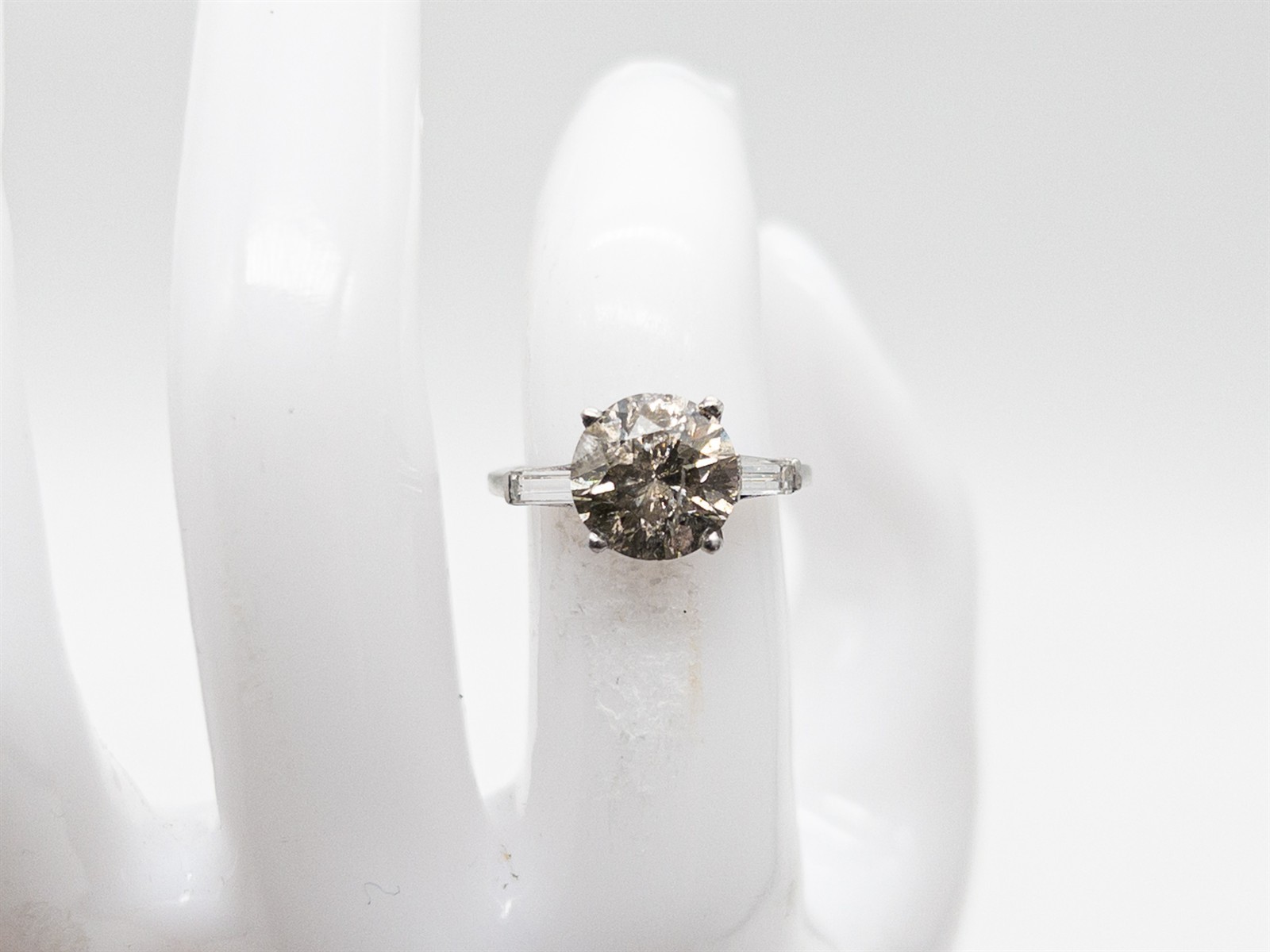 Vintage 1960s $15,000 3.51ct Natural Chamapgne Diamond Platinum Wedding Ring