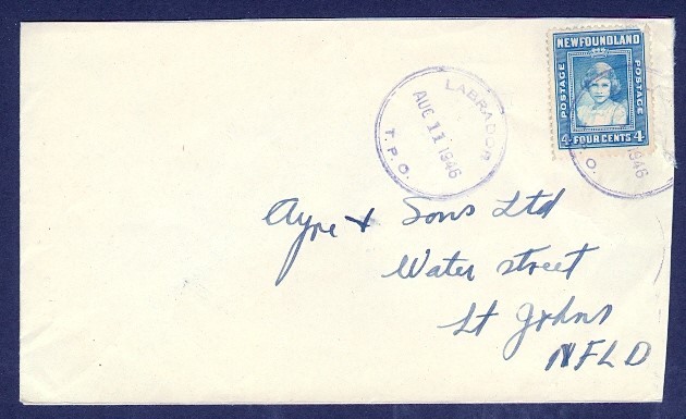 NEWFOUNDLAND LABRADOR TPO AUG 11 1946 TO ST JOHN'S