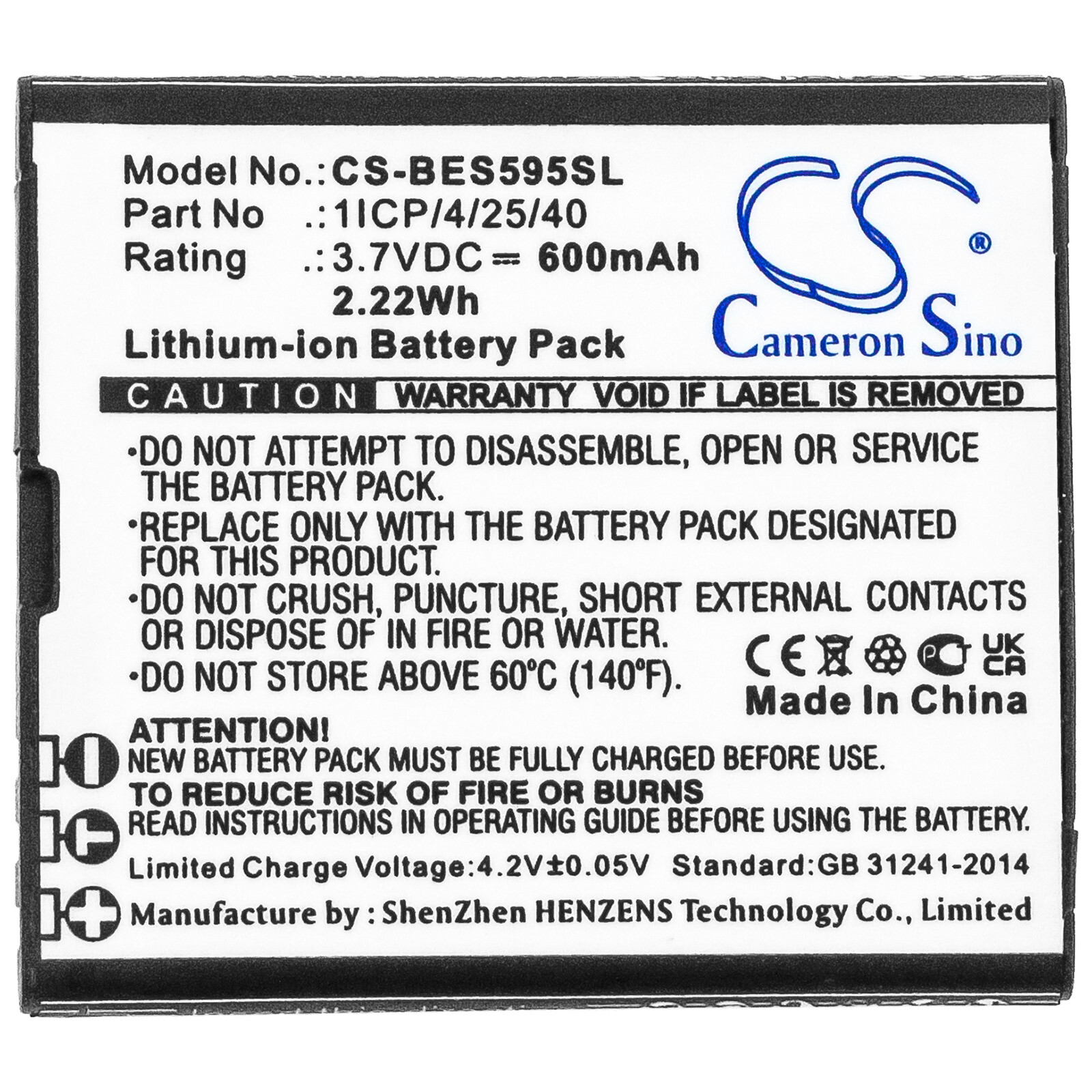 Battery 600mAh Type 1ICP/4/25/40 for Bea-fon SL495, SL595 Plus