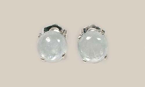 18th Century Antique Gemstone 3½ct Aquamarine Studs in Sterling Silver Earrings