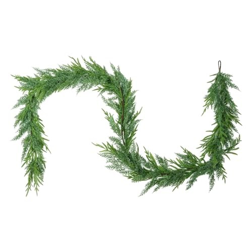 Real Touch Winter Pine Garland, Realistic Christmas Greenery 9ft Norfolk Pine