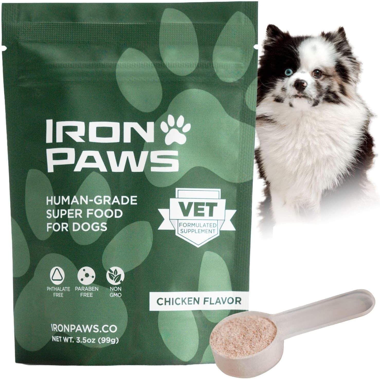 Iron Paws 3.5oz Human-Grade Dog Greens Superfood Powder Joint Gut Immune