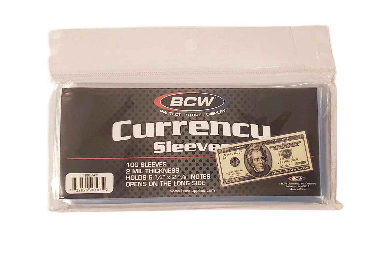200 BCW Regular Currency 2 Mil Soft Poly Sleeves Cash Dollars US Note Bill