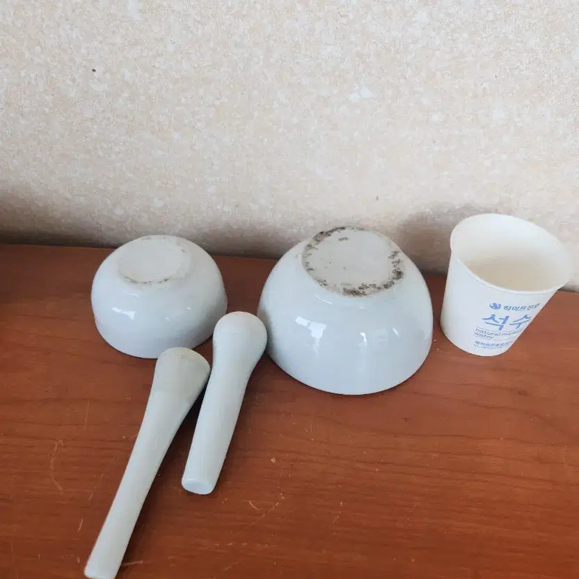 Porcelain Medicine Mortar Set of 2 Decorative Antique Collectible