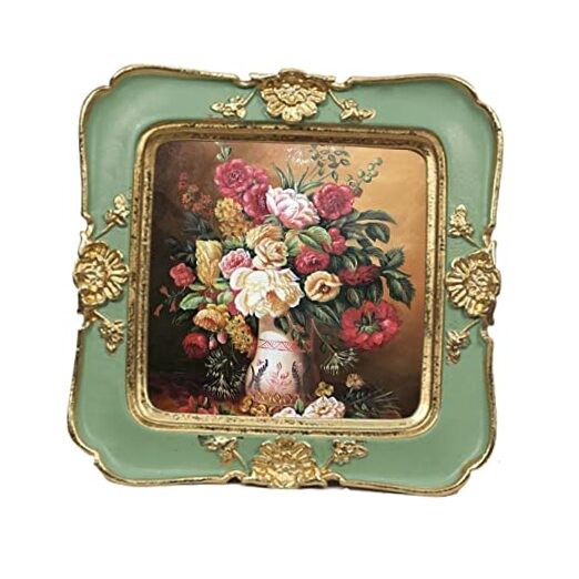 + Vintage Picture frames 3x3,Luxury Antique Photo Frames With Green-Square