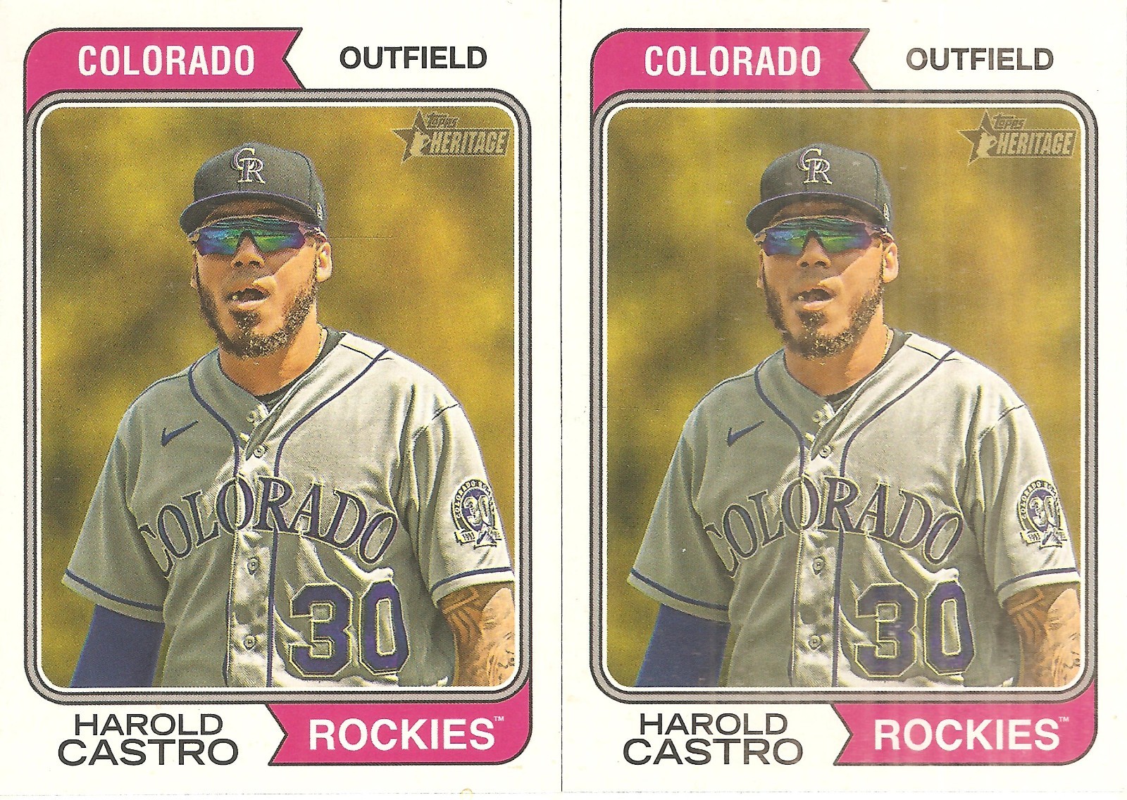 2 CARD 2023 TOPPS HERITAGE HAROLD CASTRO BASEBALL CARD LOT