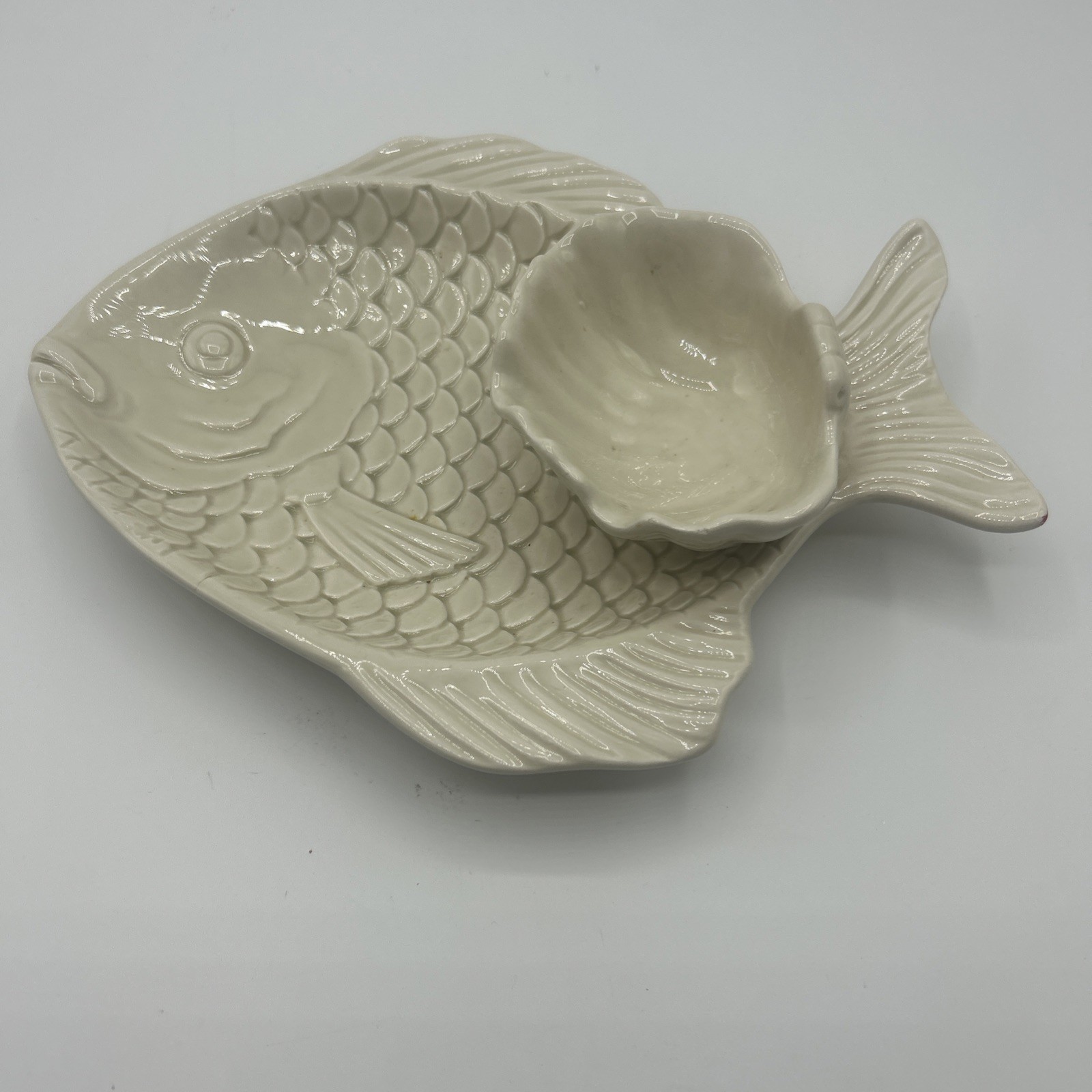 Fitz and Floyd Fish Plate with Dip Bowl