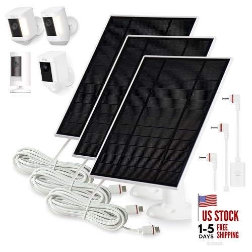 Solar Panel Charger Compatible with Ring Stick Up Cam/Pro,Ring Spotlight 3 Pack