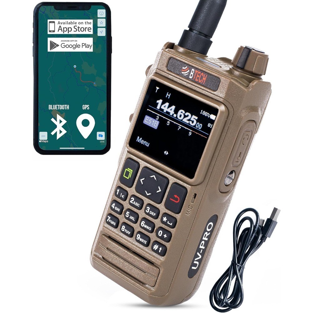 UV-PRO (TAN) IP67 Band VHF/UHF Two-Way Radio - APRS, Bluetooth, GPS, Text