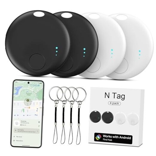 Smart Tags for Android Tracker Tags 4 Pack, Bluetooth Tracker Tag White&black
