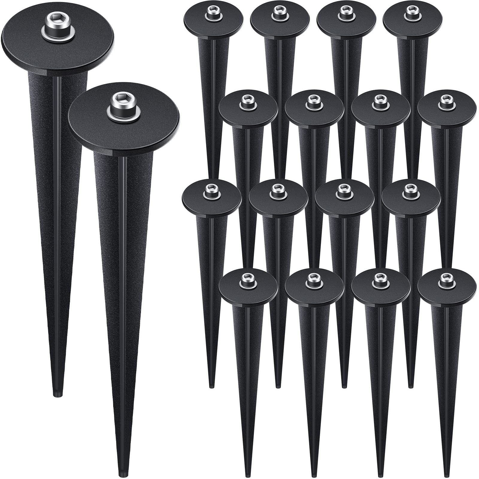 16 Packs Threaded Spike Flood Light Ground Stake Metal Replacement Stakes for...