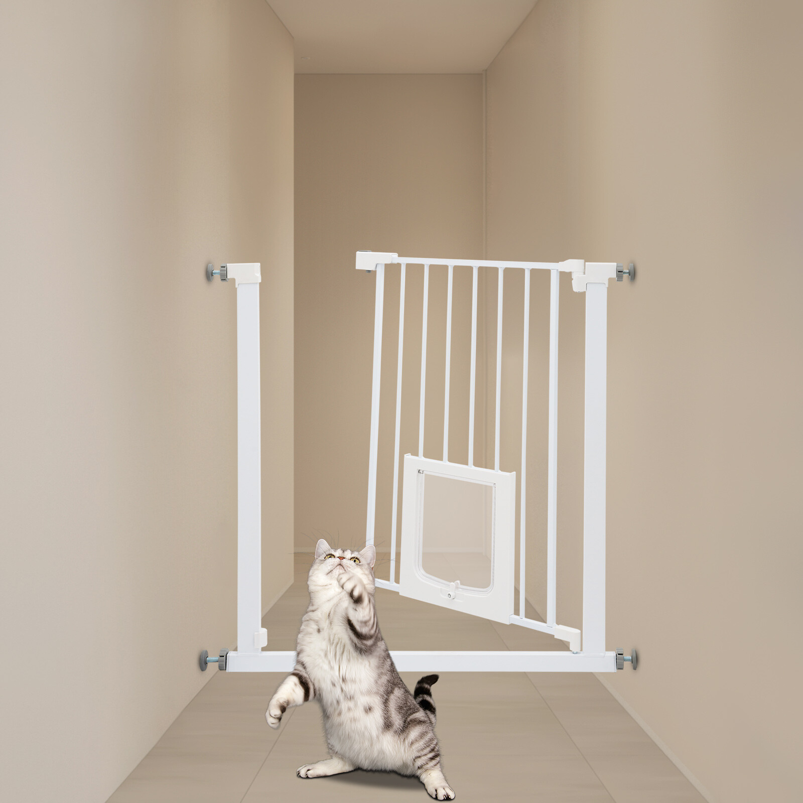 Baby Gate with Cat Door, Baby Gate with Small Pet Door, Baby Safety Gate Rail