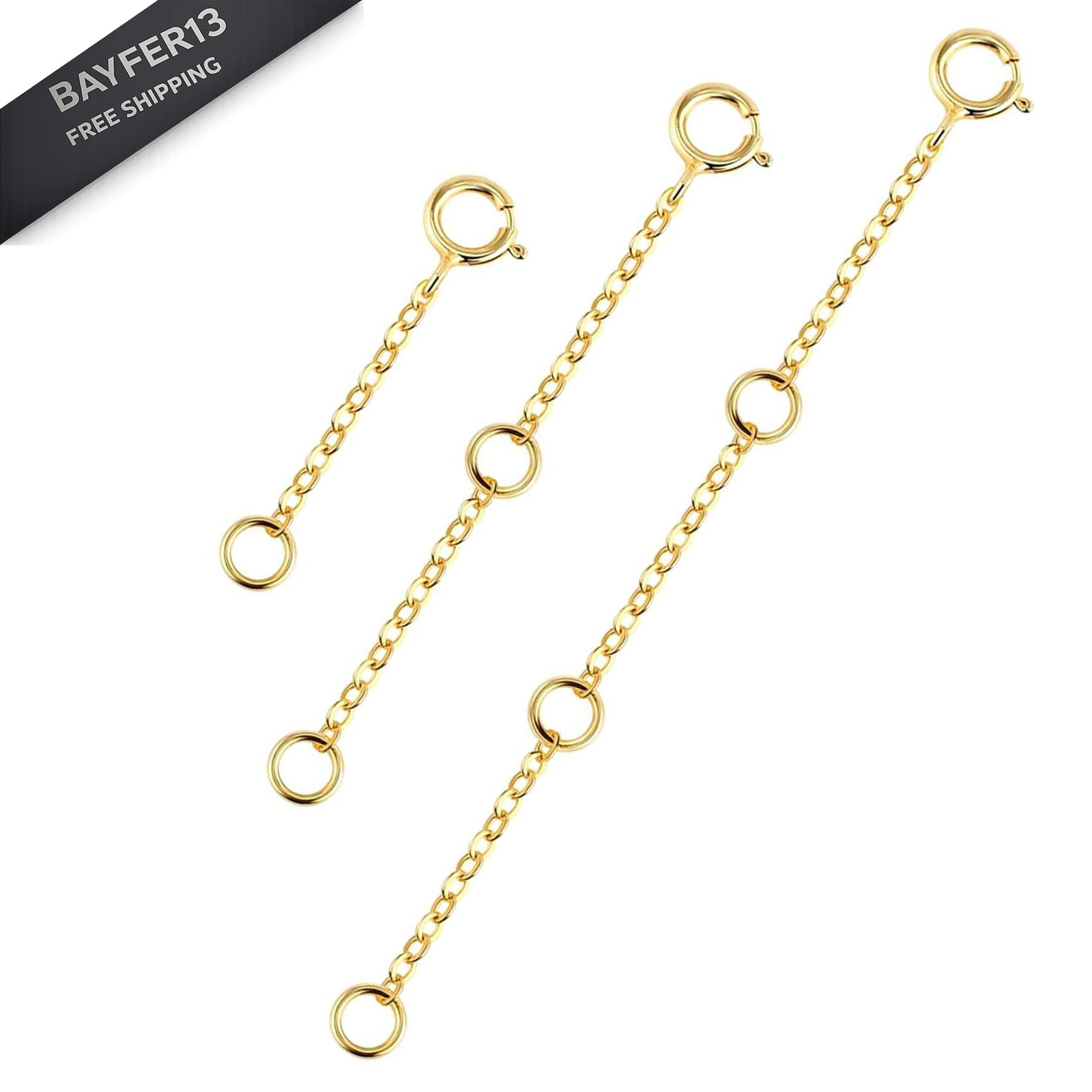 3 Pcs Necklace Extenders for Women 14K Gold Plated 3 Pcs, 