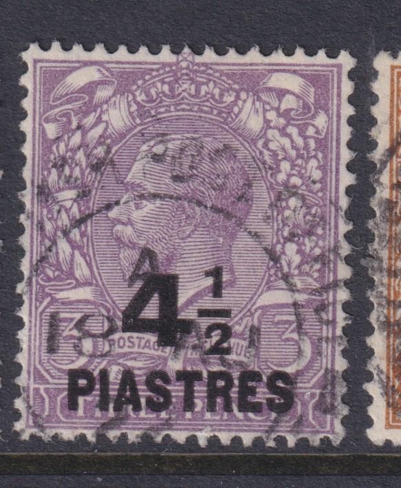 BRITISH LEVANT, 1921 on GB, KGV, 4 1/2pi. on 3d. Violet, used.