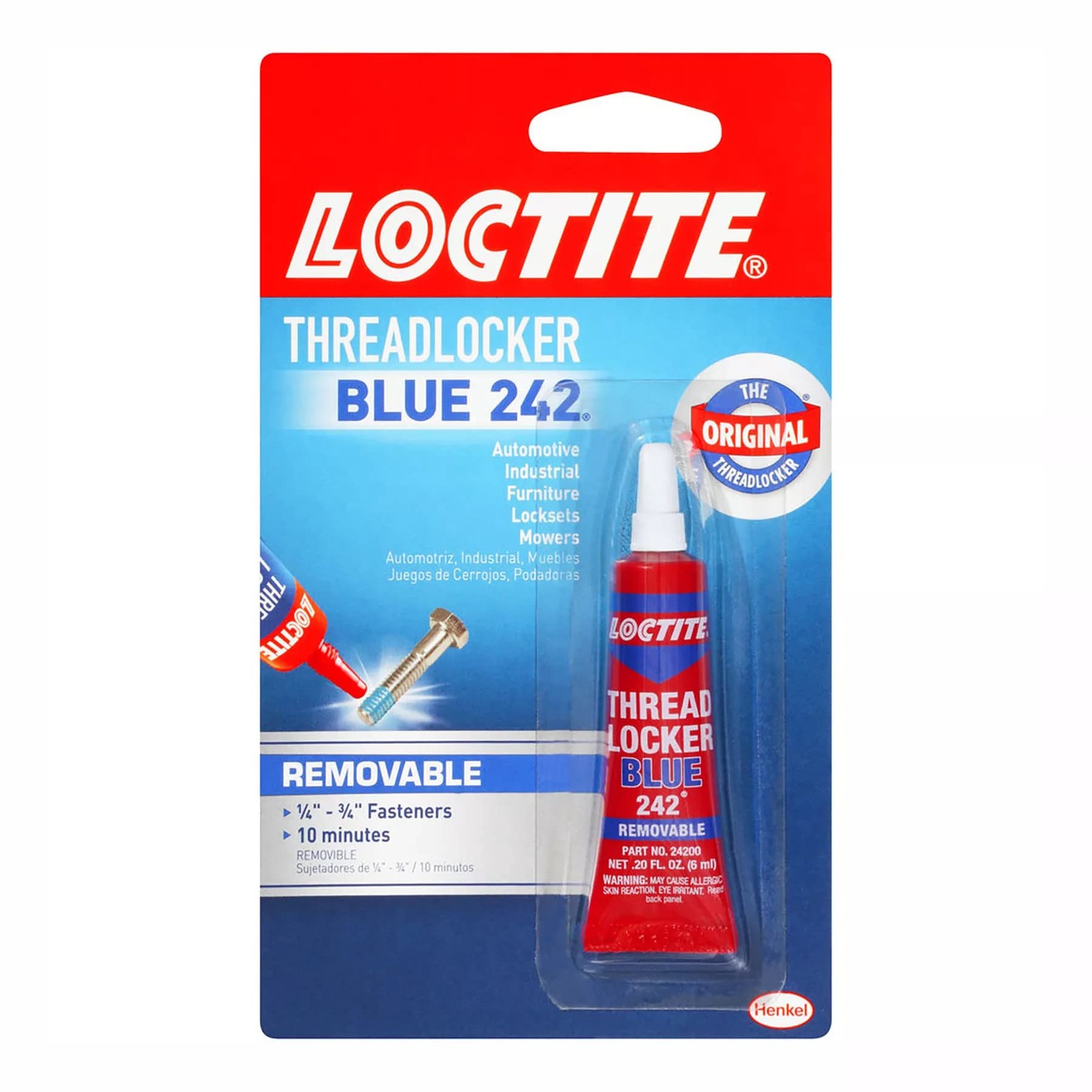 Loctite Threadlocker Blue 242 - Removable Thread Lock Glue for 1 Pack, 