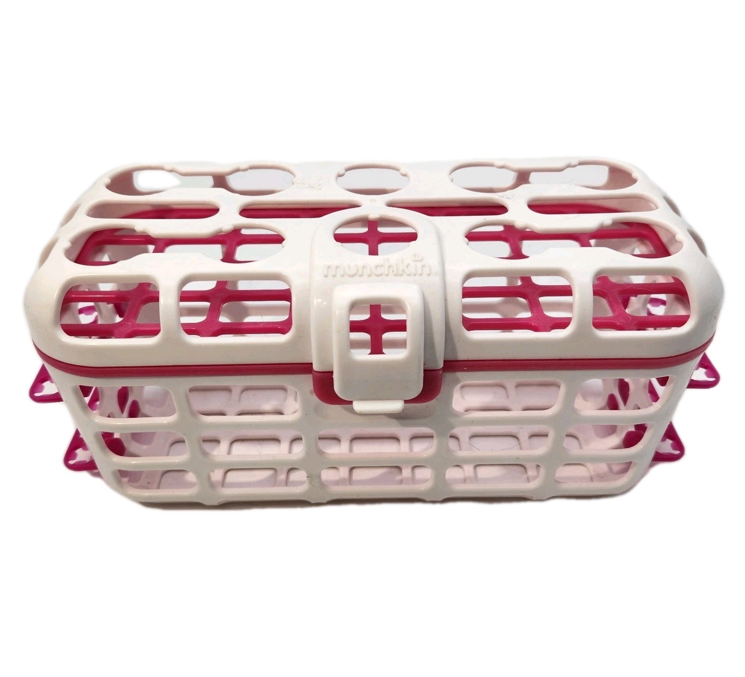 MUNCHKIN Deluxe White Pink Dishwasher Basket  Pacifiers Nipples Utensils