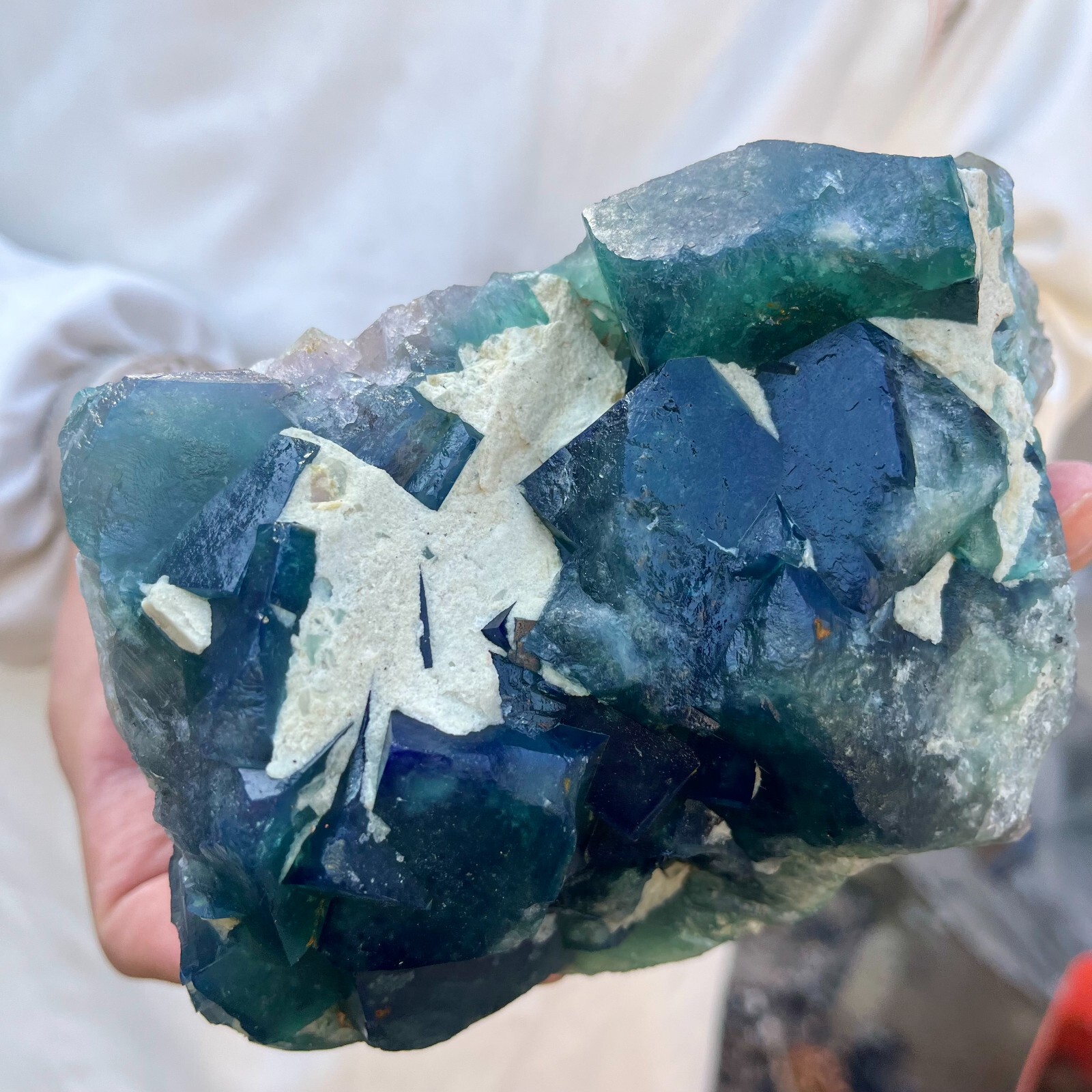 2.9lb Large NATURAL Green Cube FLUORITE Quartz Crystal Cluster Mineral Specimen