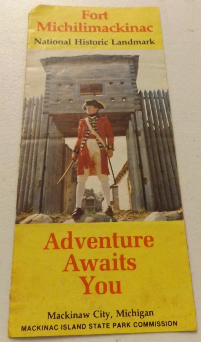 Vintage 1983 Brochure of FORT MICHILIMACKINAC at MACKINAW CITY Michigan