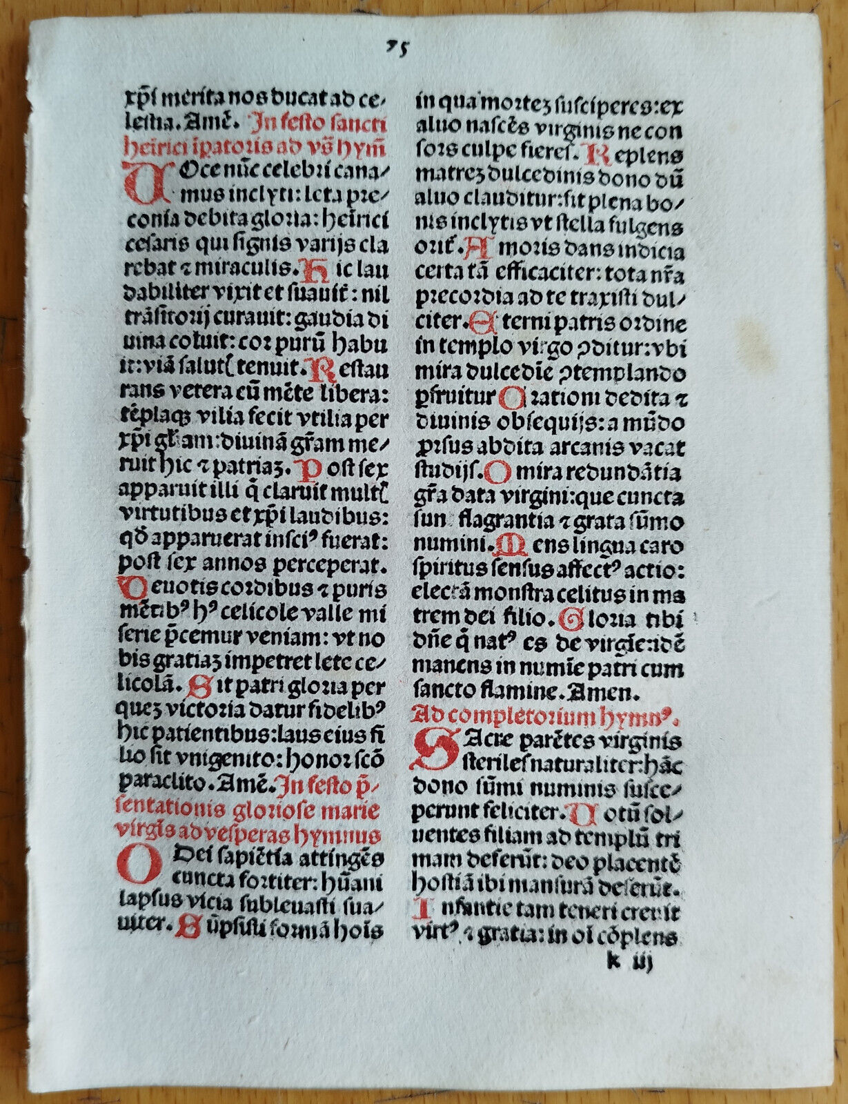 Rubricated Incunable Leaf Brevarium Augsburg (75) - 1495