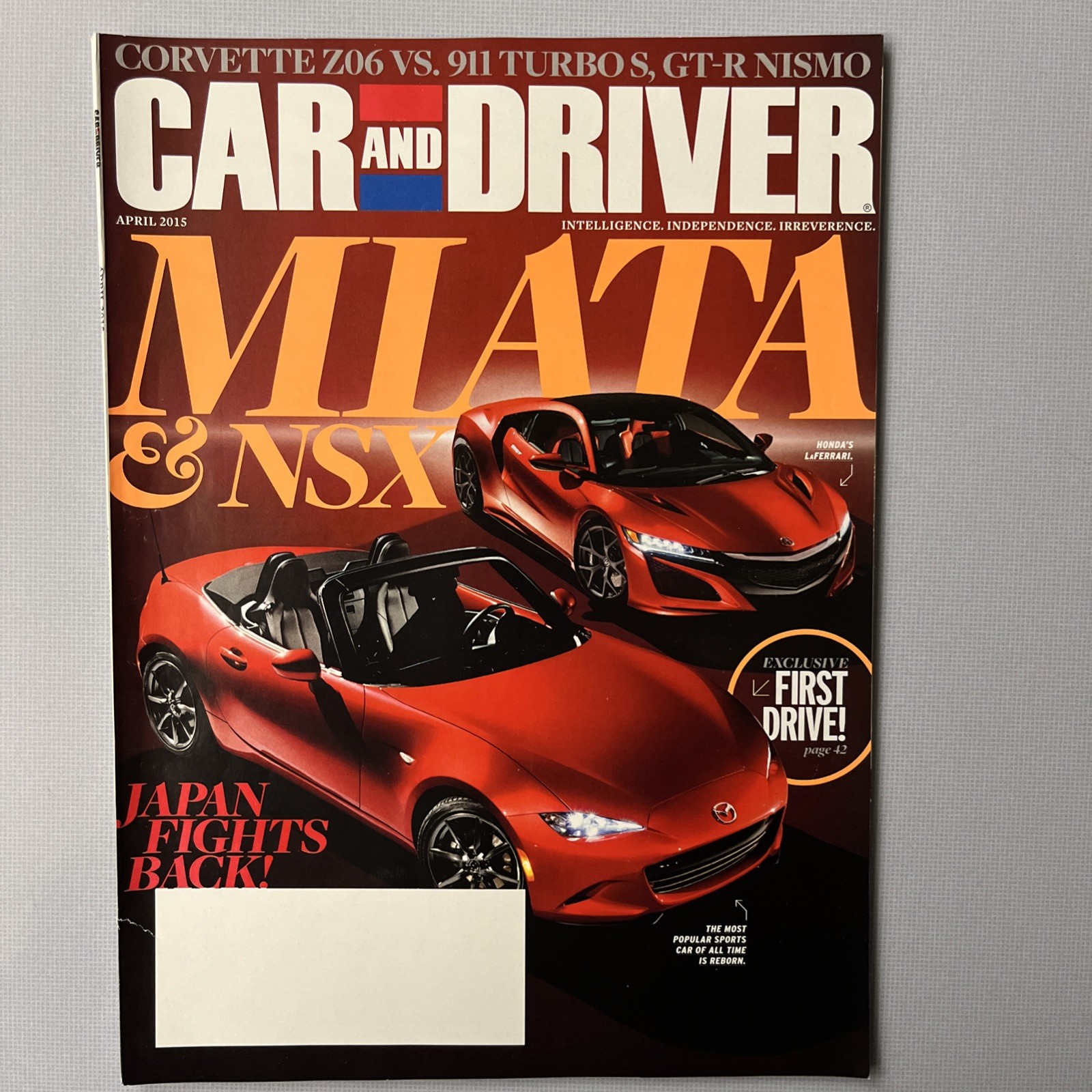 Mazda Miata & Acura NSX I Corvette Z06 911 Turbo GTR NISMO Car & Driver Apr 2015