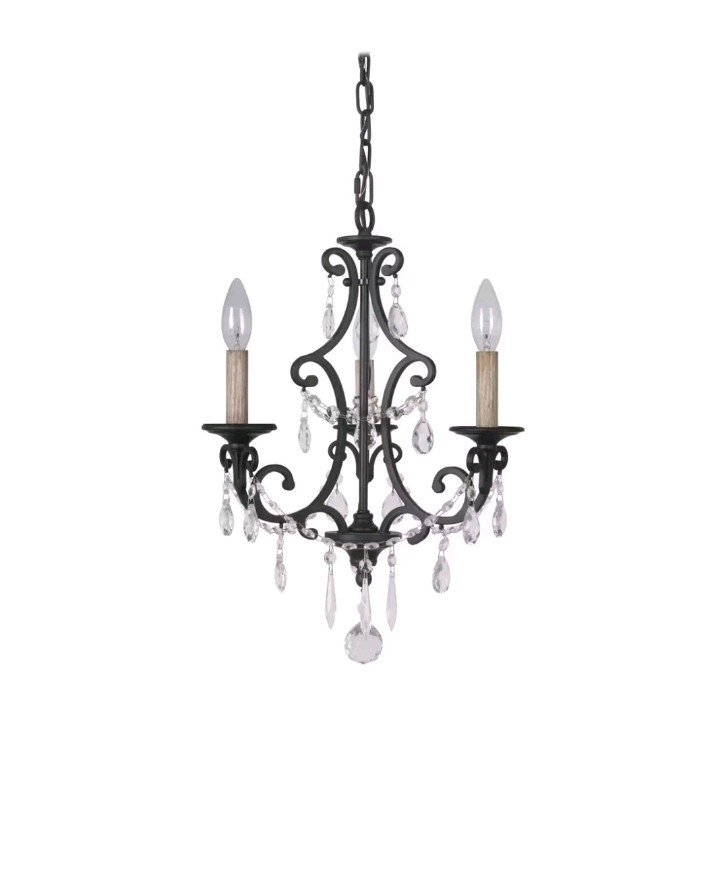 Bentley Chandelier 3 Light Chandelier, Matte Black - 38923-MBK modern crystal OB