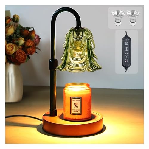 Candle Warmer Lamp with Timer Dimmer Adjustable Height for New Flower - Green