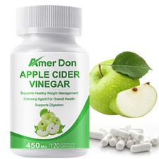 120Caps APPLE CIDER VINEGAR ACV STRONG 450mg WEIGHT LOSS FAT BURNER Diet Pills