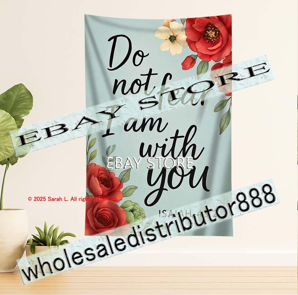 Tapestry Do Not Fear I Am With You Scripture Hanging christian comfort 39X59 in