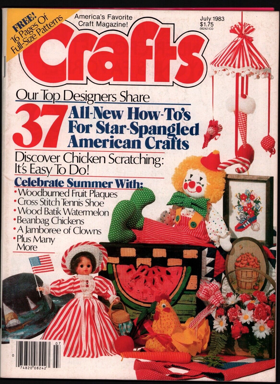 VNTG Crafts Magazine July 1983 4th of July Patterns 16 Pages Full Size Patterns