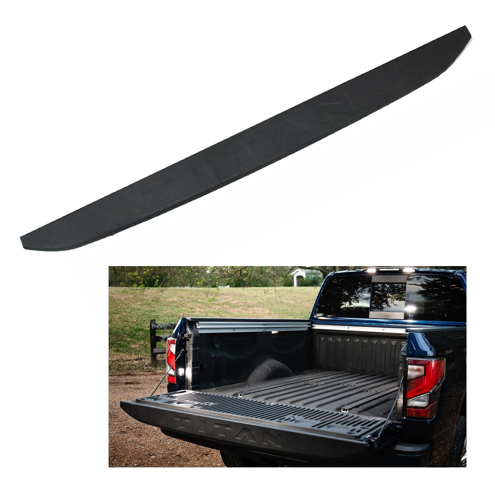 LOSTAR Rear Gate Tailgate Bed Cap Compatible with 2016-2021 Titan V8, Black 