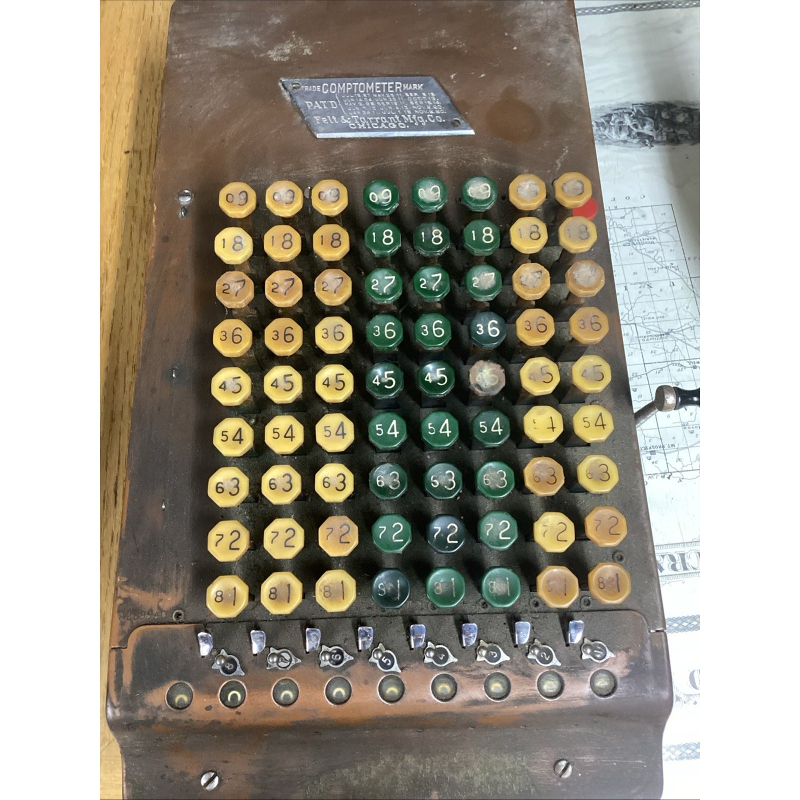 Felt & Tarrant MFG Co. Comptometer Trade Adding Machine Chicago USA Antique