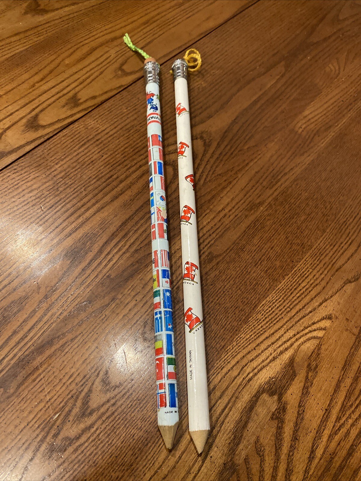 (2) Canadian Jumbo Oversized Giant 15” Pencil Maple Leaf + International Flags