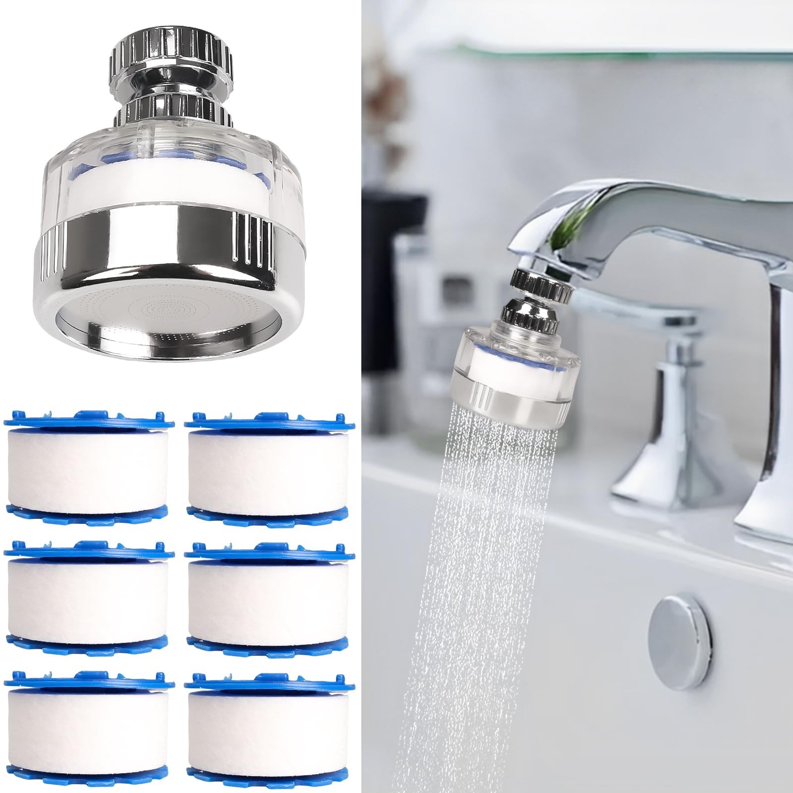 Dexspoeny 7Pcs Sink Water Filter with Elements Set, Universal 7PCS 