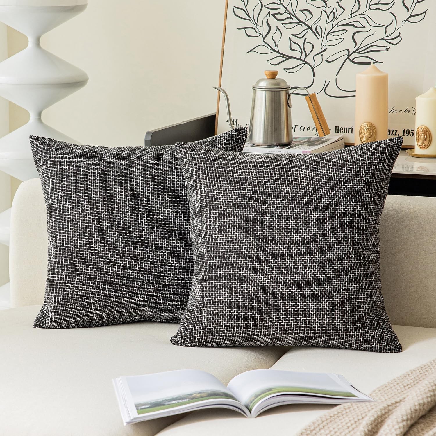 Kevin Textile Soft Solid Lined Linen Pillow Cover Durable Pillowcase Fashion ...