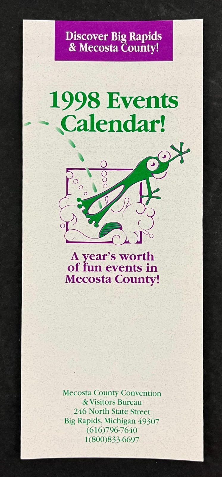 1998 Mecosta County Big Rapids Michigan Events Calendar Vintage Travel Brochure