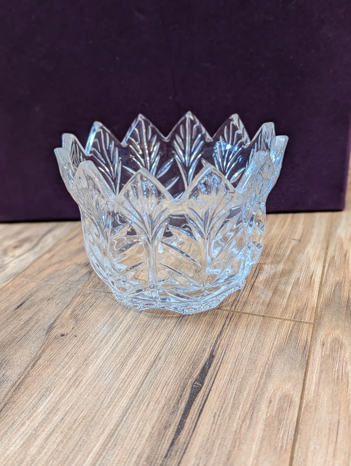 Portico Lead Crystal Decorative 4"H, 5" W Glass Candy Dish/Bowl, Czechoslovakia 