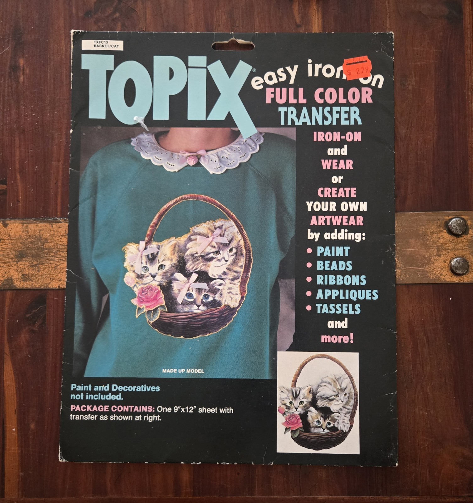 Vintage NOS Topix Iron-On Transfer TFC15 Cats in Basket 9x12 Sheet