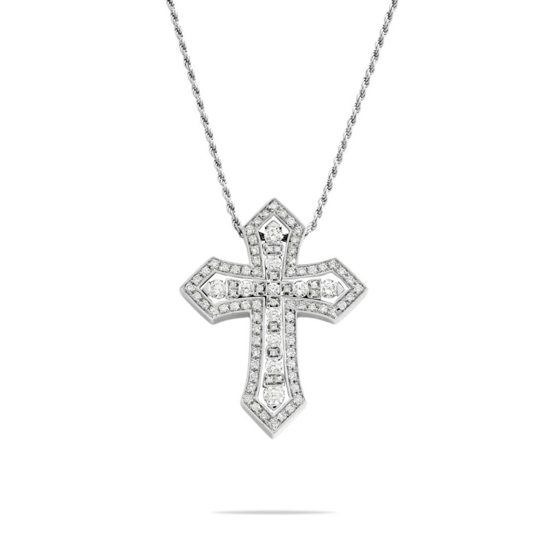 Damiani Bel Epoch Crown M K18 White Gold Necklace Used YUKI-0