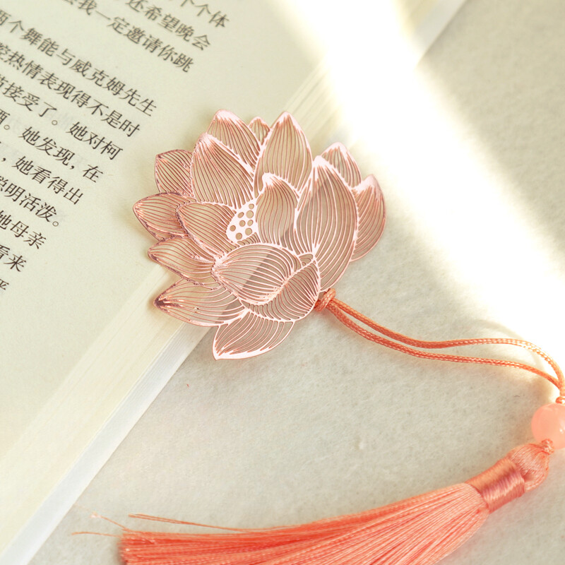 Chinese Style Metal Bookmark Fairy Hollow Out Metal Bookmarks Gift Lotus Pattern