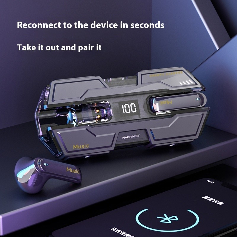 TC04 Futuristic Wireless Bluetooth TWS Headphones with Power Display – Bluetooth