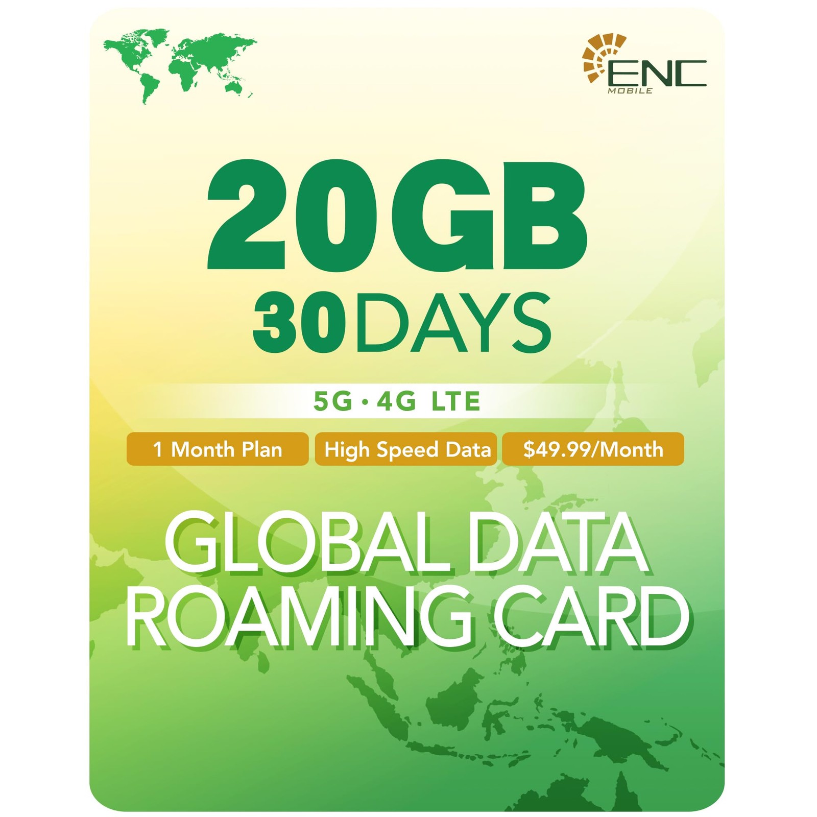 International SIM Card 30 Days | 20GB 5G/4G LTE Data + Unlimited - Global