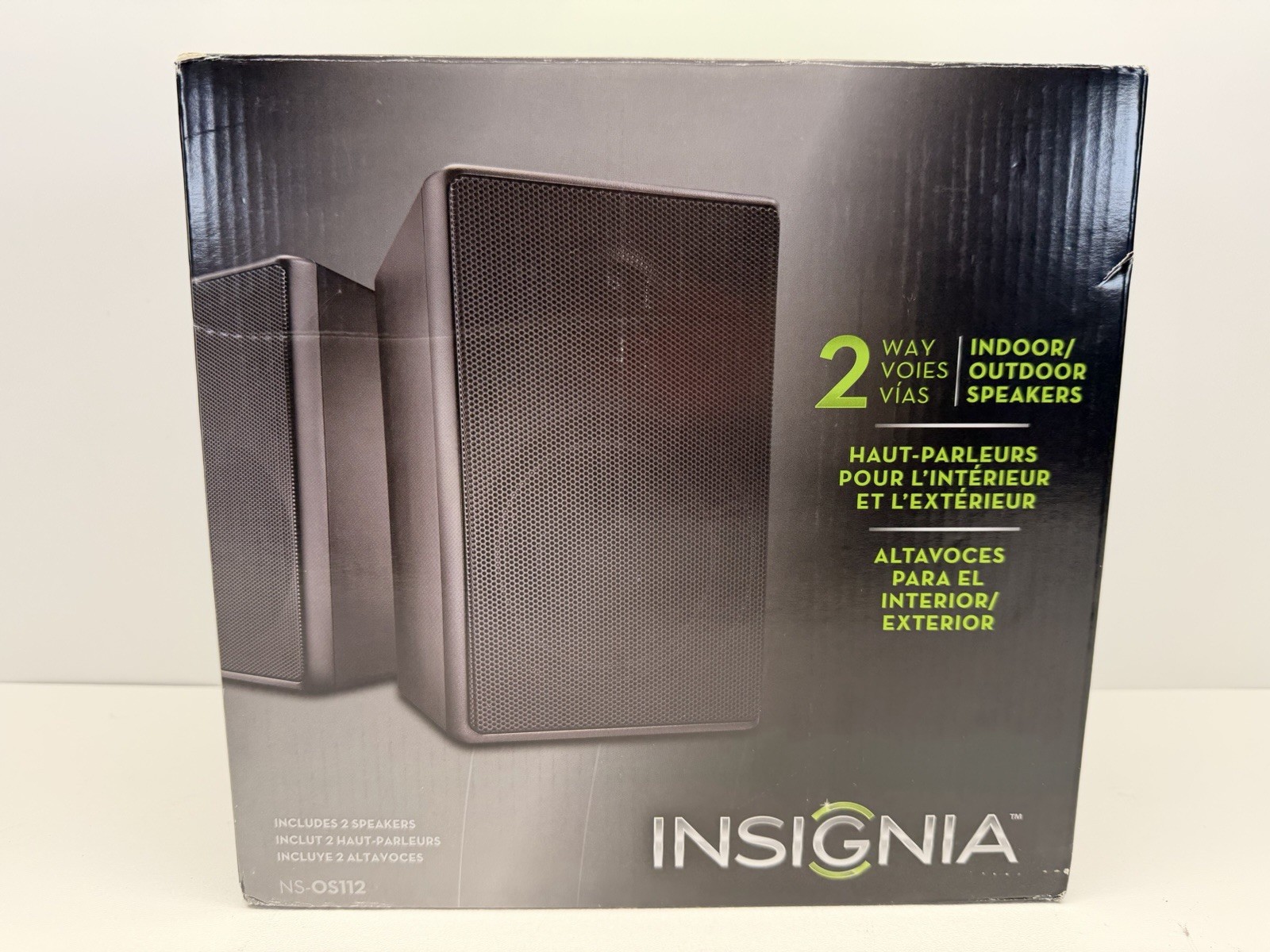 Insignia NS-OS112 2-Way Speakers Indoor Outdoor Black With Mounting Brackets