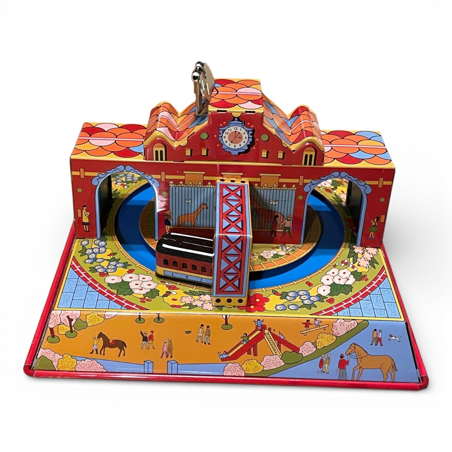 Vintage Merry Town MS628 Tin Wind-Up Toy Train Ha Ha Toy w/ Box