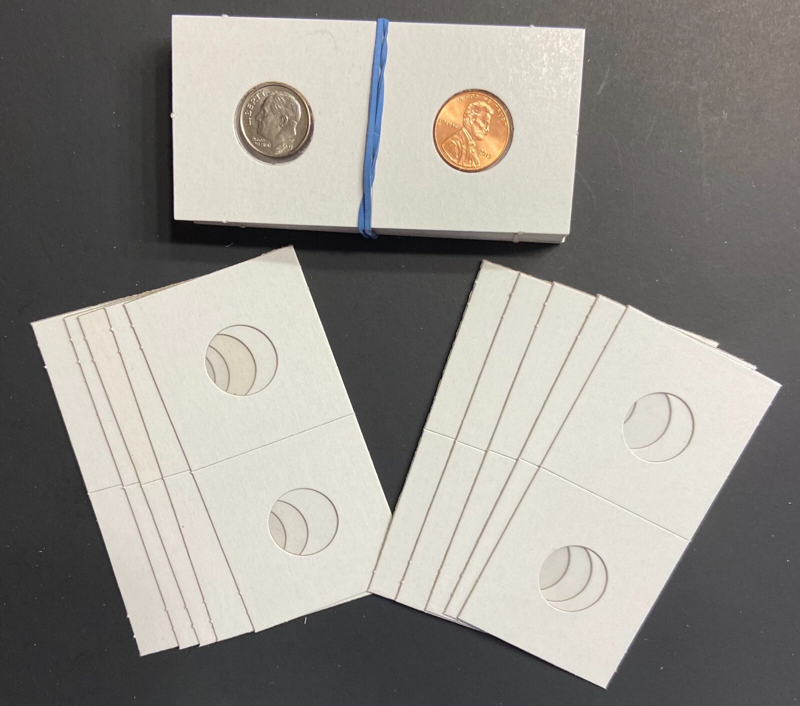 10 - DIME Size 2x2 Premium Cardboard Mylar Coin Holder Flip