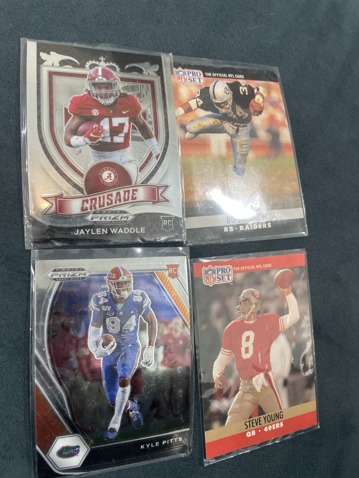 NFL Card Lot Waddle RC Pitts RC Bo Jackson Steve Young Pro Set