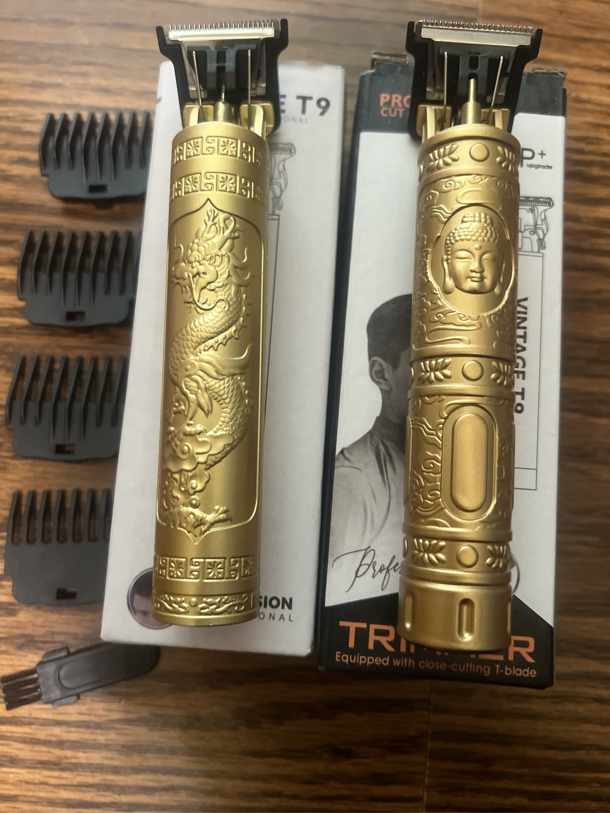 T9 Gold Buddha Hair Trimmer Men's Cordless T-Blade Clipper